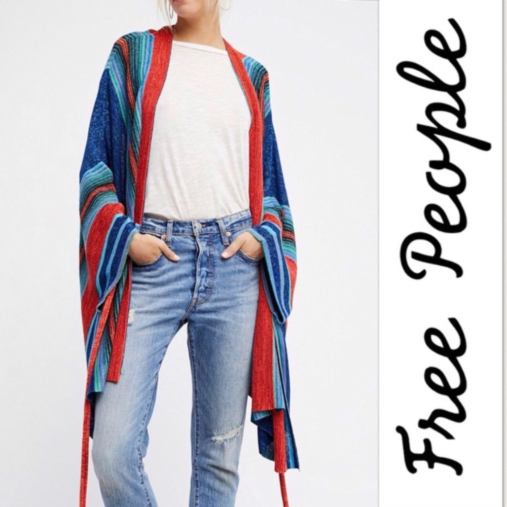Free People IN A MOMENT Ruana Cardigan Metallic